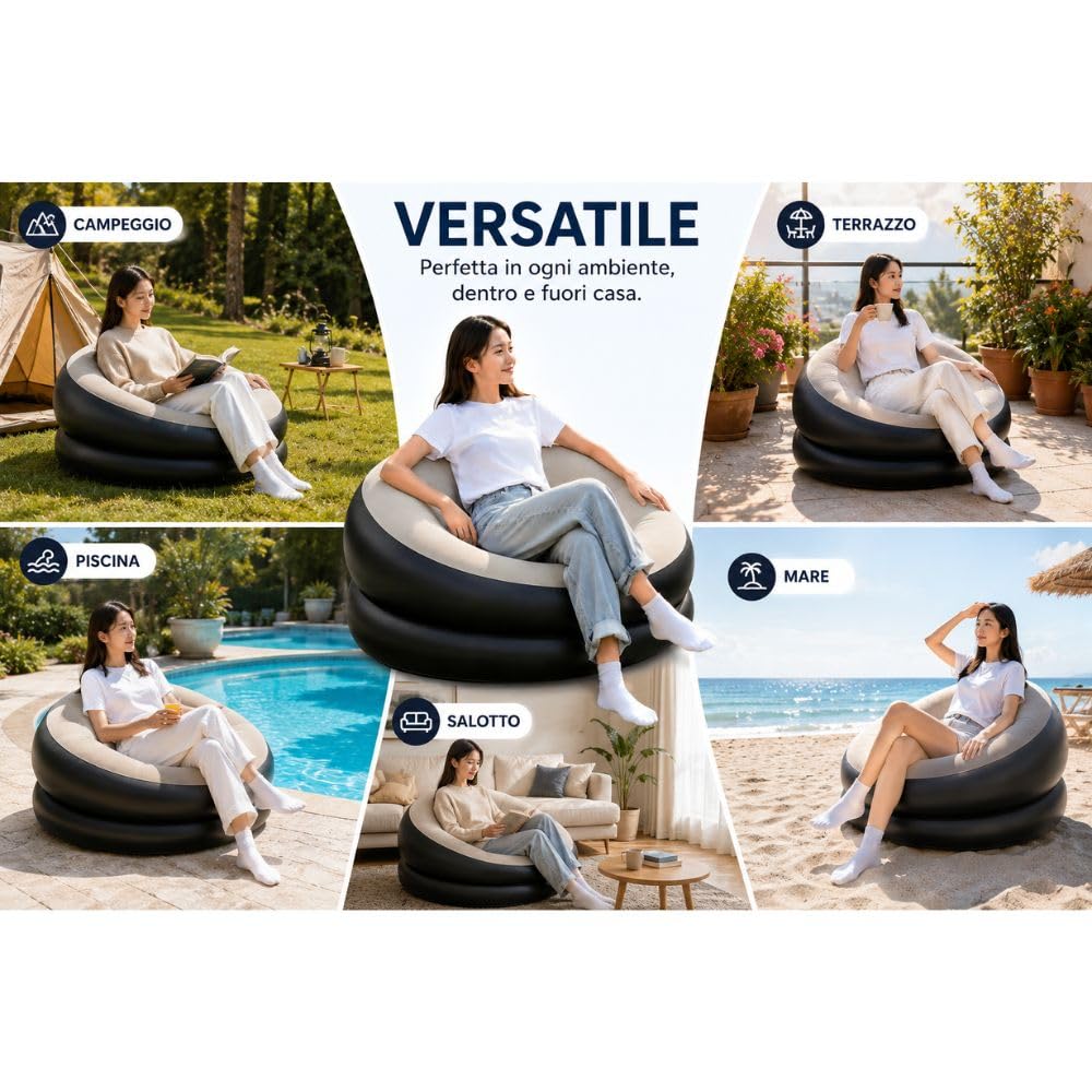Cecaro Group poltrona gonfiabile 100 kg interni esterni assortita