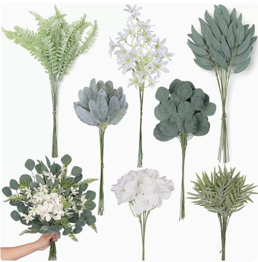 Quelcc Fiori Artificiali Bianchi 55 Pezzi per Bouquet
