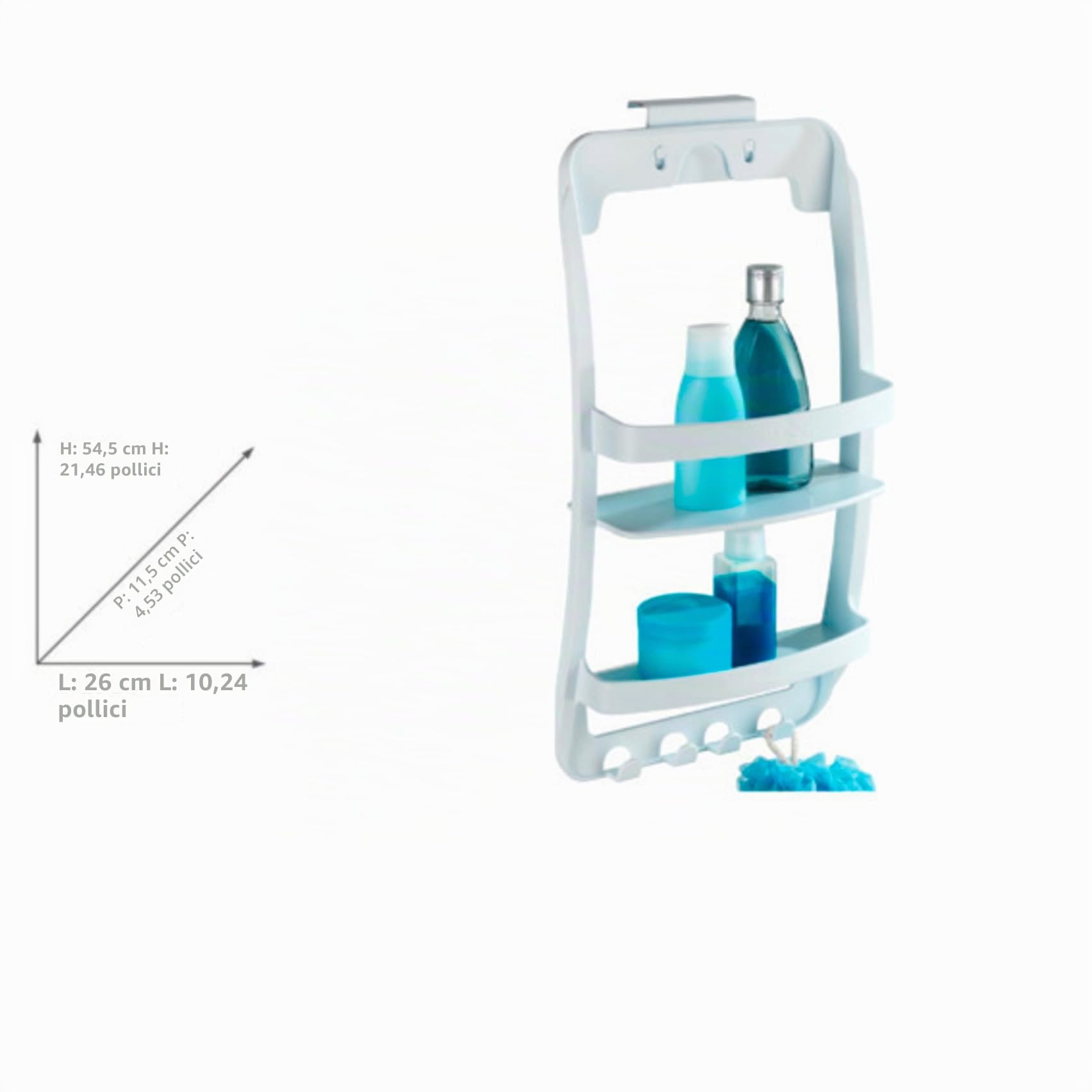 Wenko portaoggetti doccia scaffale bianco 26x54 cm