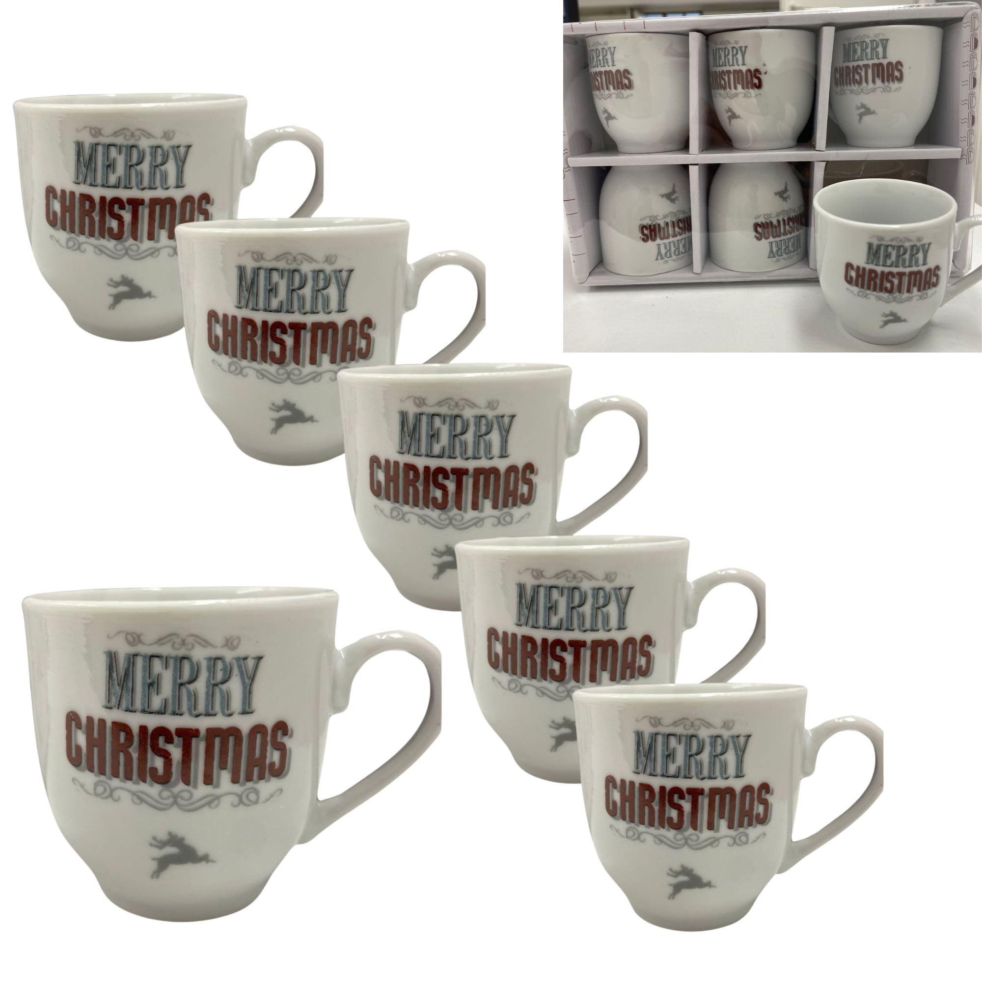 Cecaro Group Set 6 Tazzine Natalizie Ceramica Babbo Natale