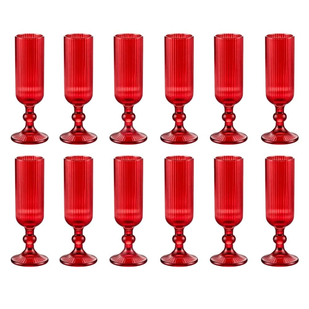Cecaro Group Rossi Rigati Flute Vetro 160 ml Set 12 Pezzi