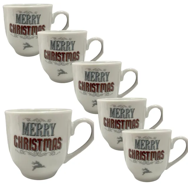 Cecaro Group Set 6 Tazzine Natalizie Ceramica Babbo Natale