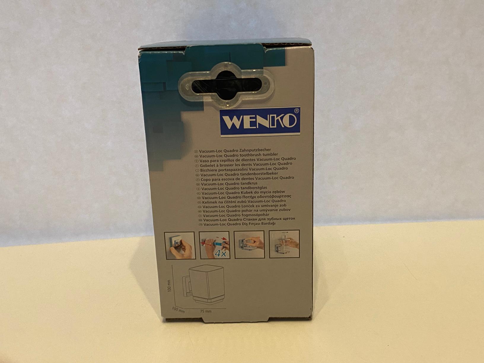 Wenko Vacuum-Loc Quadro bicchiere acciaio 7,5x10x10