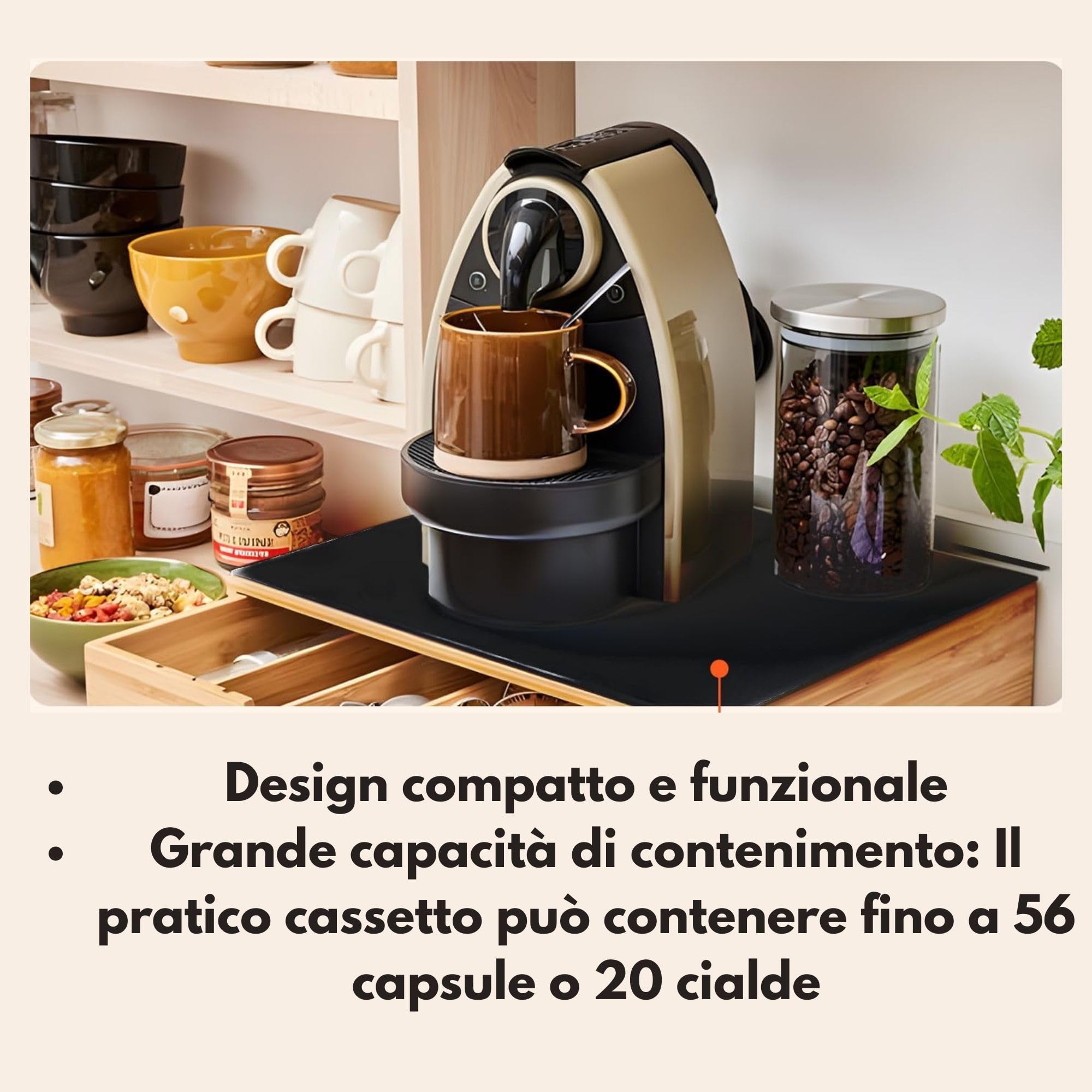 Cecaro Group porta cialde bambù cassetto 4 scomparti