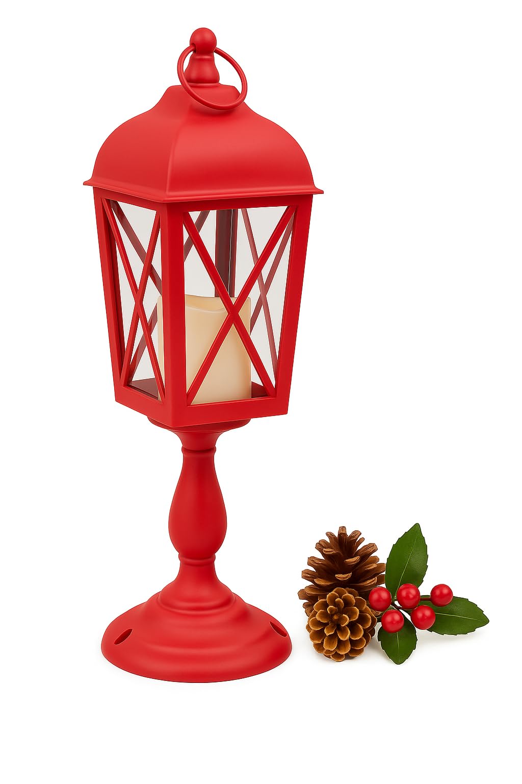Cecaro Group Lanterna Natalizia Rossa 30 cm a Batteria