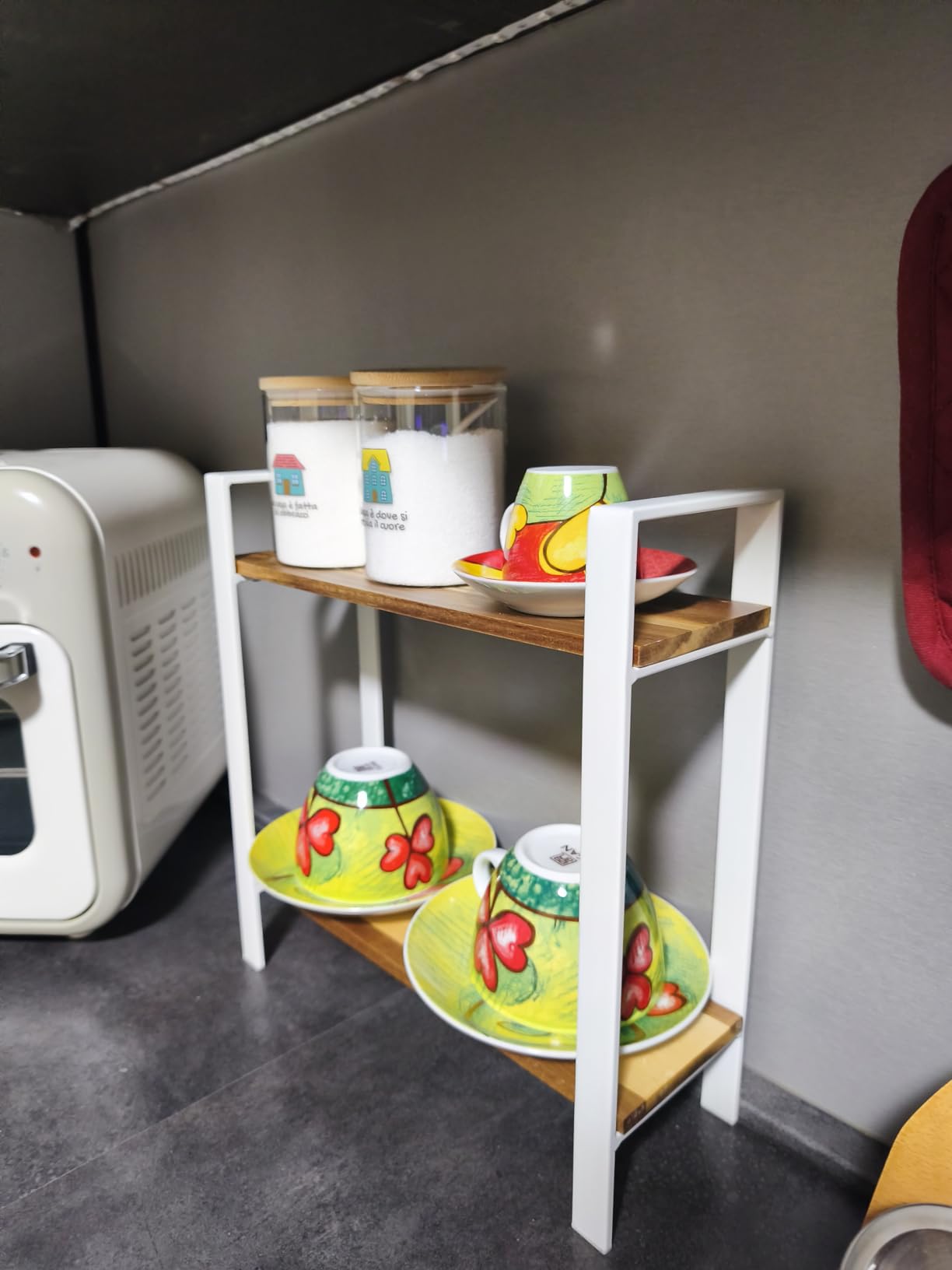 Wenko Louisa Scaffale Cucina 2 Ripiani Bianco Acacia