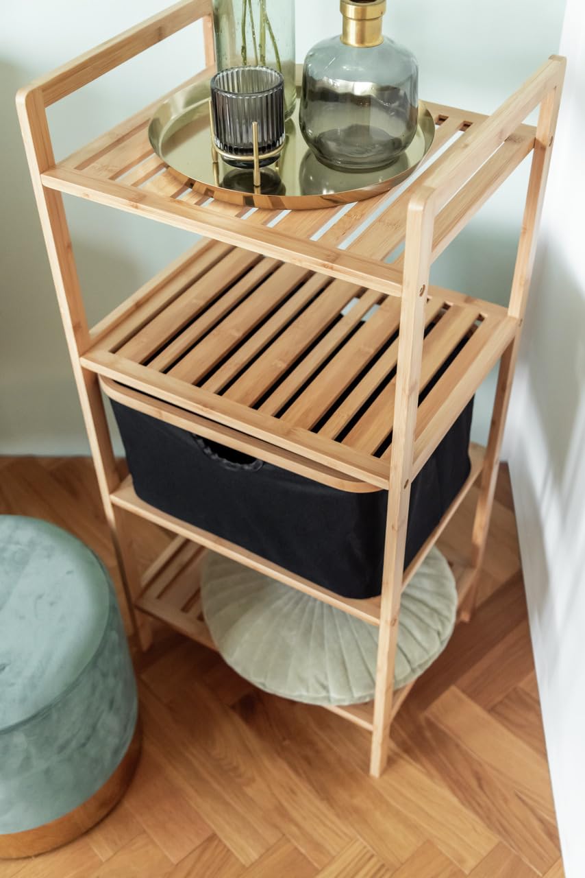 Wenko Ecori Scaffale Bambù 3 Ripiani 44x93,5x33 Naturale Nero 28L