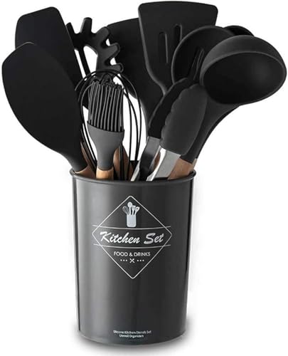 Cecaro Group set utensili cucina acciaio nero antiaderente