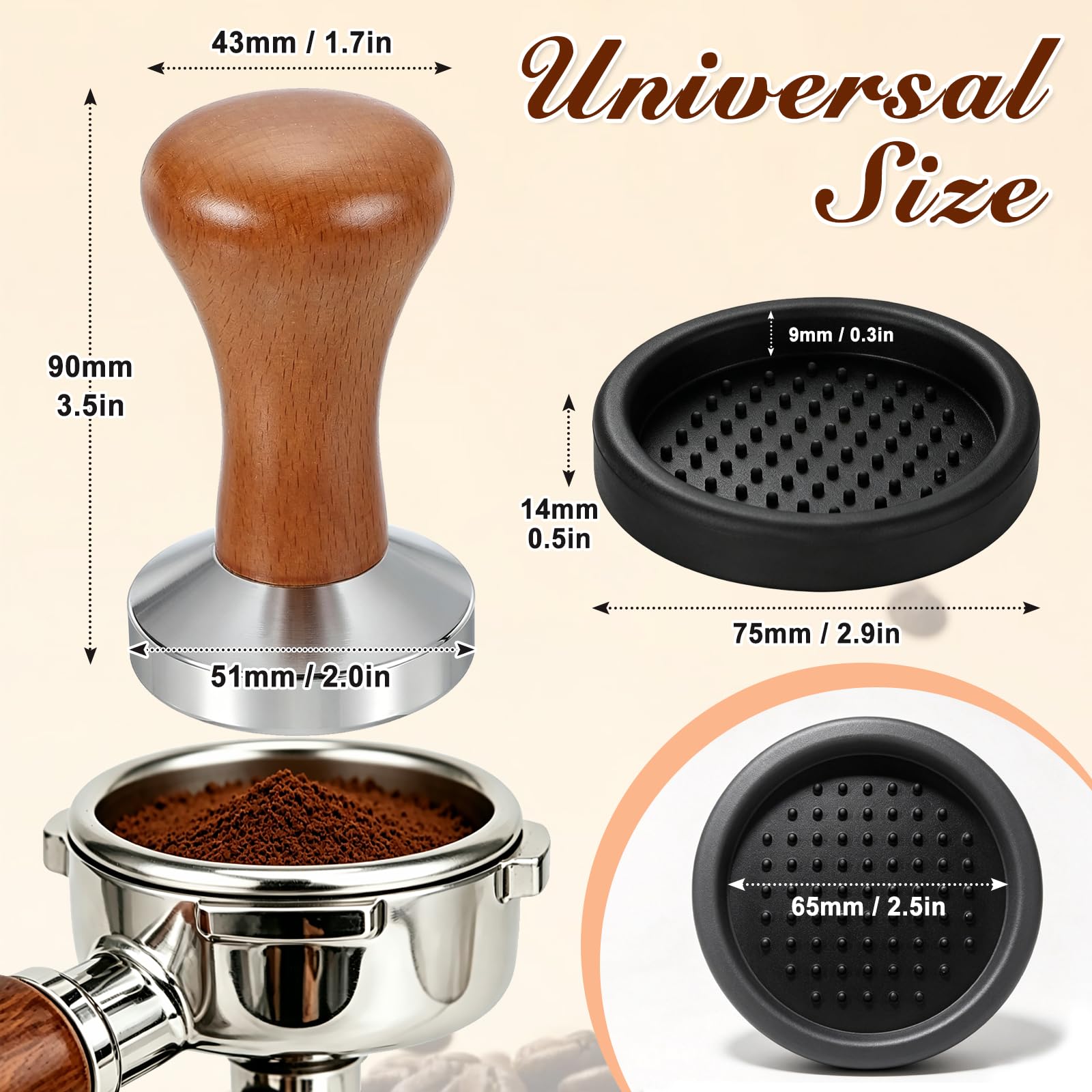 Quelcc pressino caffè 51 mm acciaio manico legno