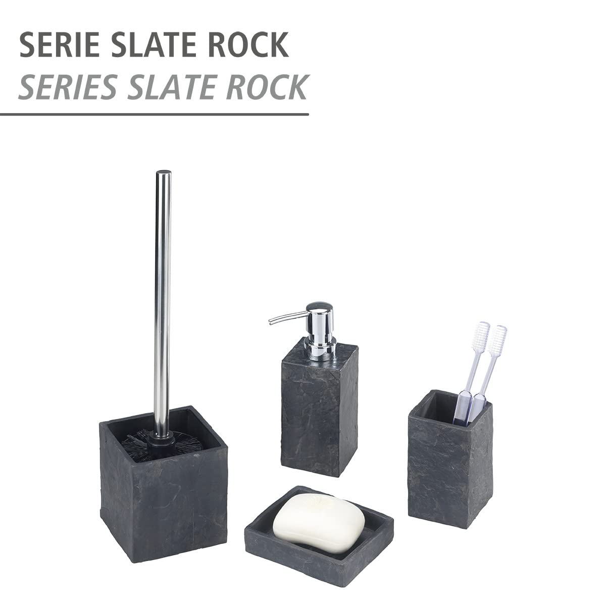 Wenko Slate Rock dispenser sapone 250 ml antracite effetto ardesia