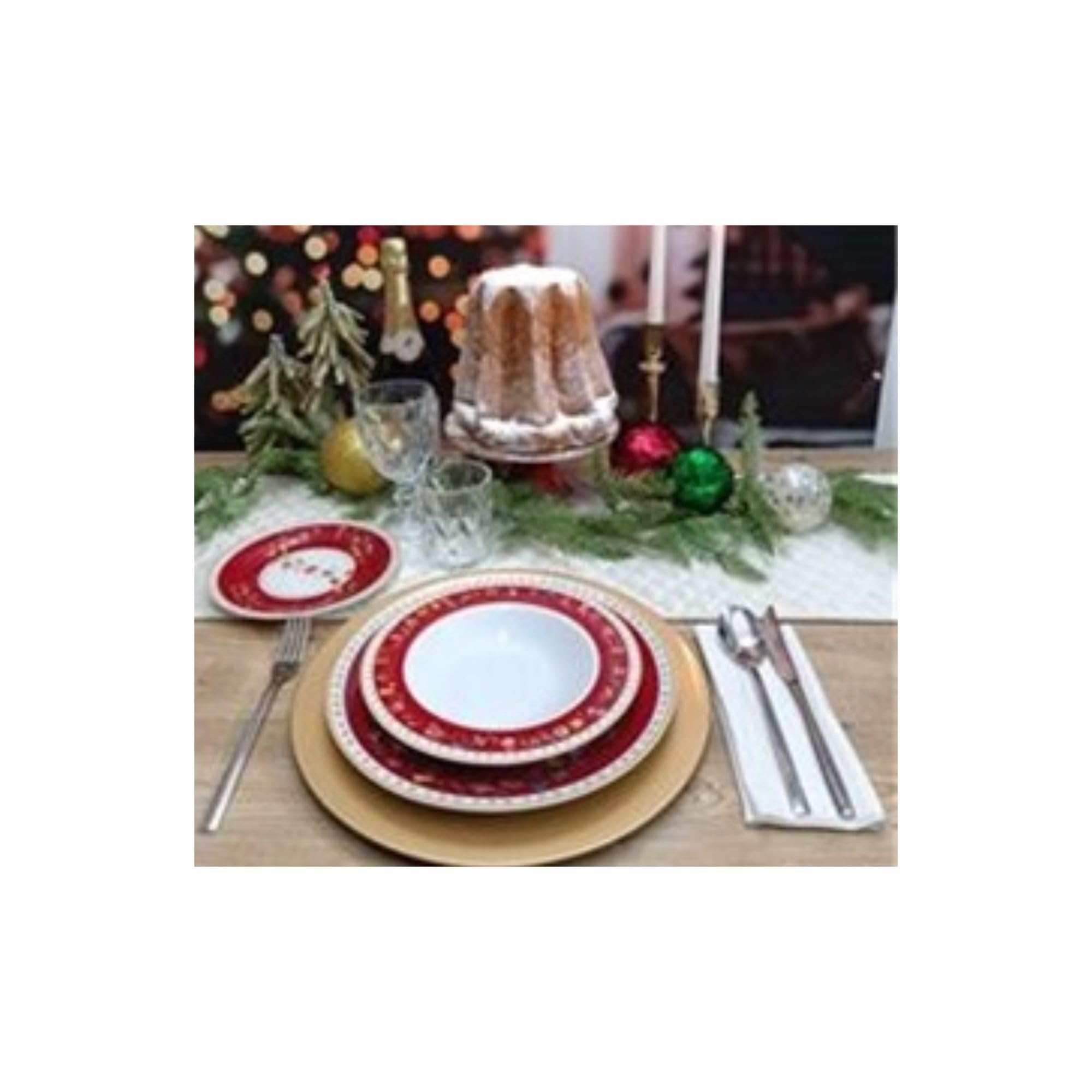 Cecaro Group set 18 piatti porcellana Natale per 6 persone