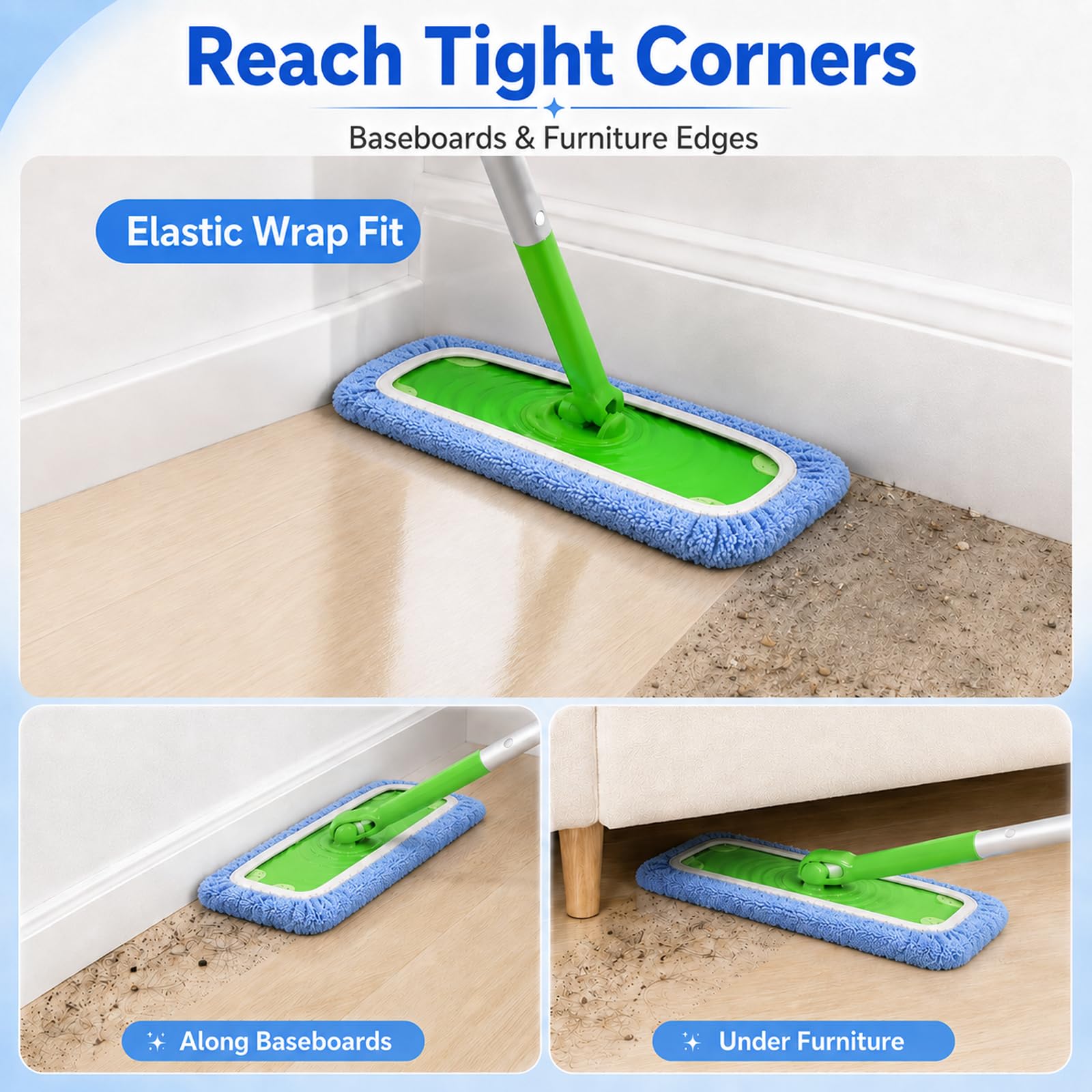 Quelcc Panni Microfibra Pavimenti Swiffer 10 Pezzi Blu Lavabili