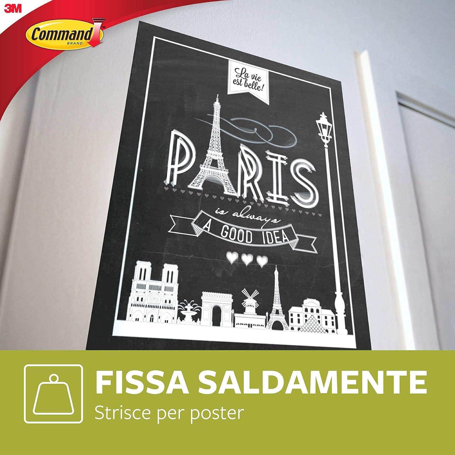 Command Strisce Poster Bianche 60 Pezzi senza forare