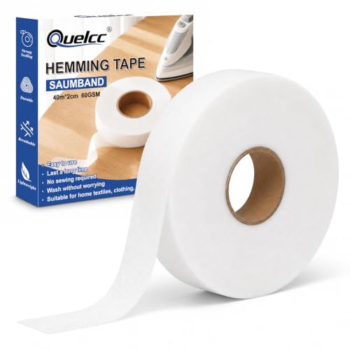 Quelcc Nastro Termoadesivo Tessuti Bianco 40 Metri 60GSM
