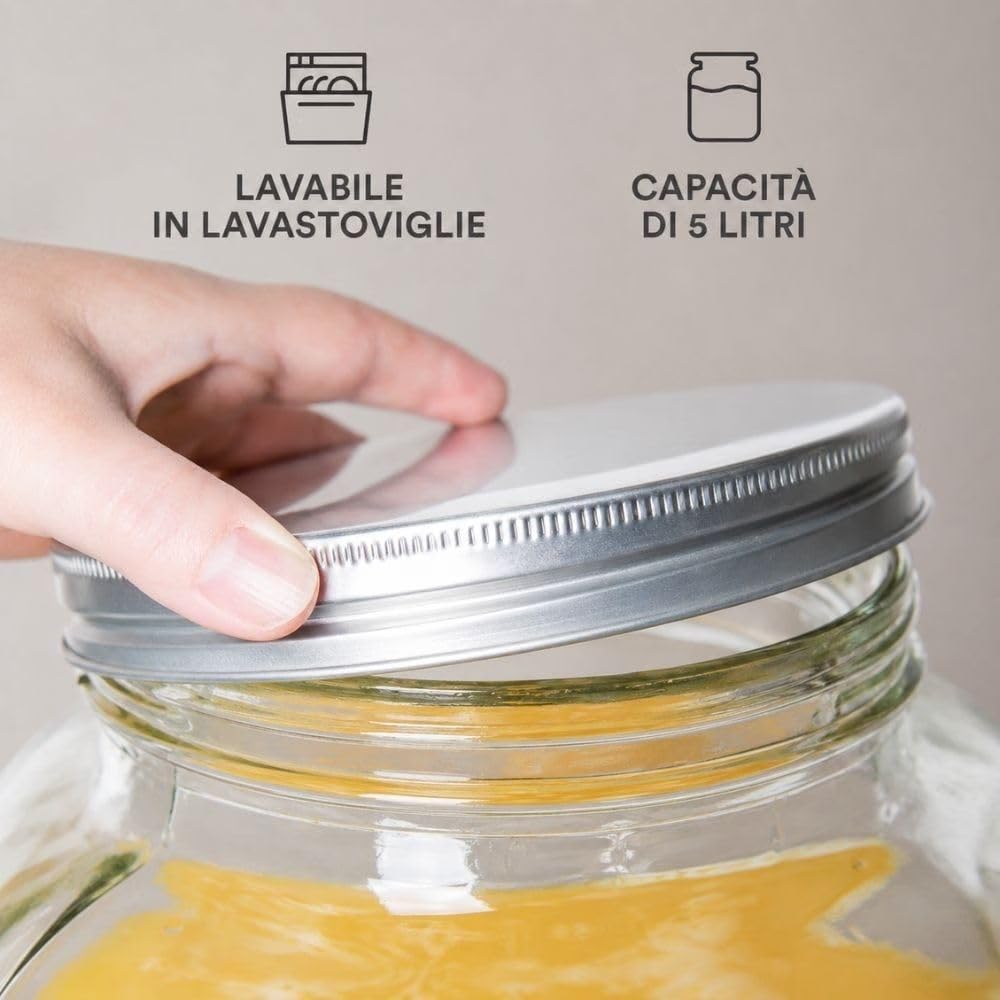 Cecaro Group dispenser bevande in vetro 5 litri con rubinetto