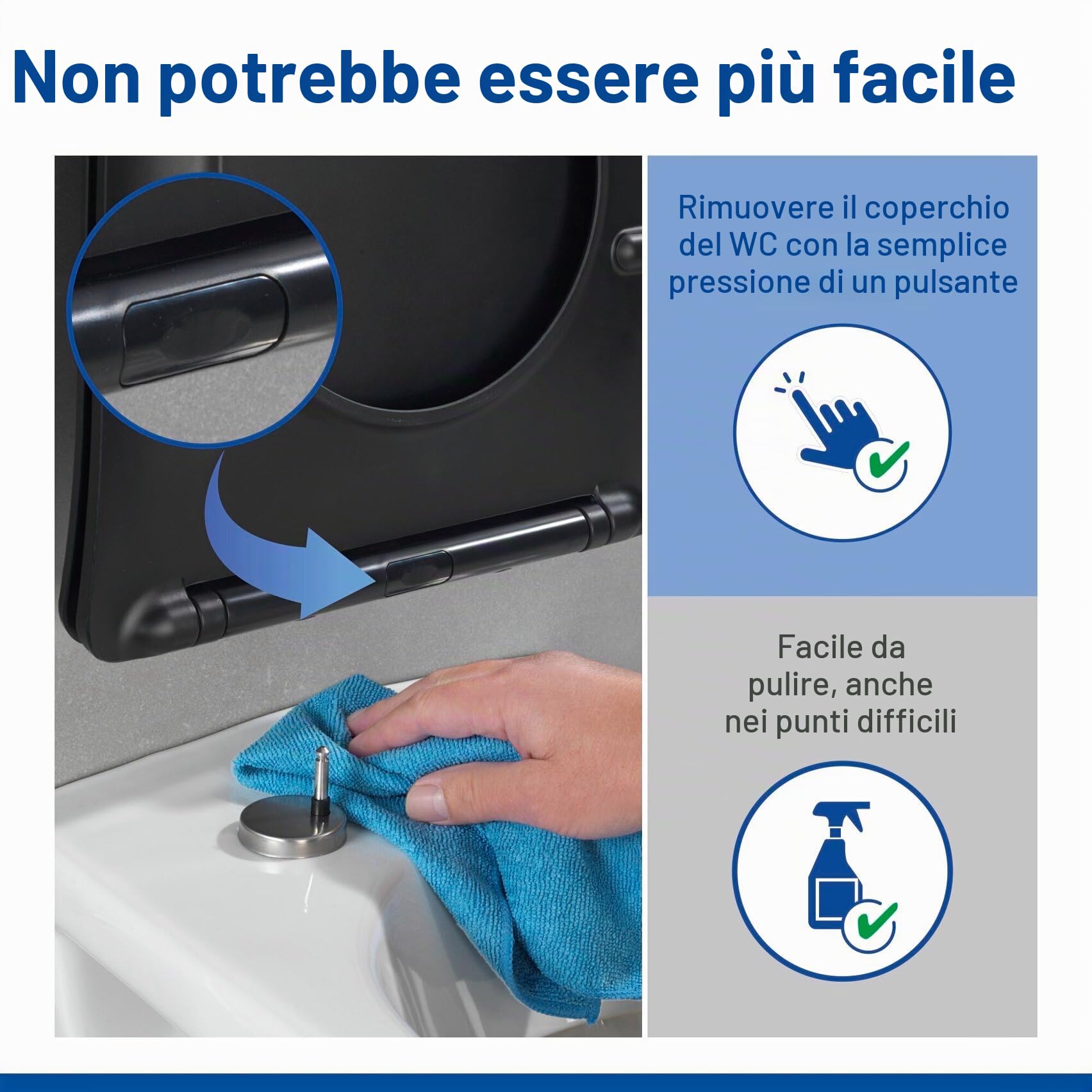 Wenko Galati sedile WC nero opaco chiusura ammortizzata