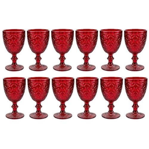 Cecaro Group Mosaico Calici Rossi Vetro 350 ml Set 12 Pezzi