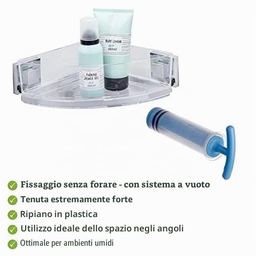 Wenko Vacuum-Loc Quadro mensola angolare 1 piano inox
