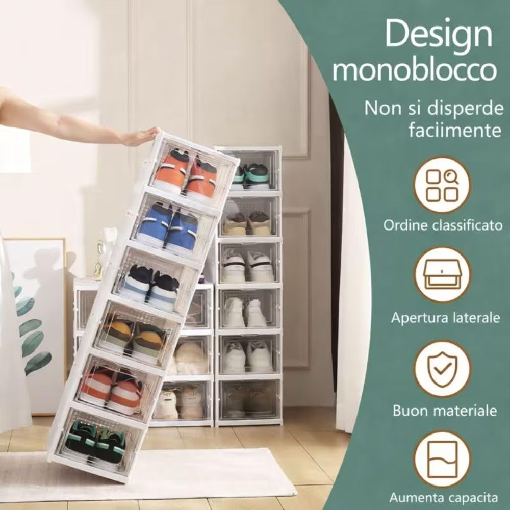 Cecaro Group Scarpiera Trasparente 6 Piani 26x35x105 cm