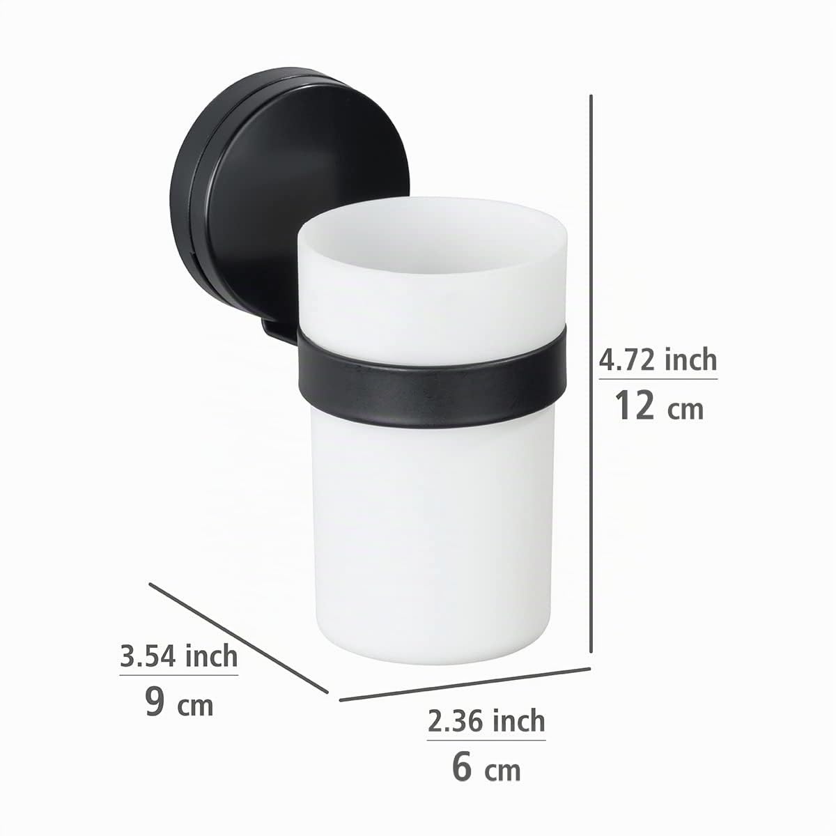 Wenko Pavia Static-Loc Plus bicchiere portaspazzolini nero senza forare