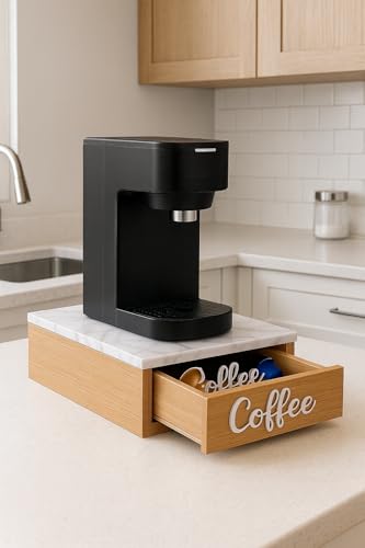 Cecaro Group Porta Capsule Legno Effetto Marmo Bianco 30x30x10