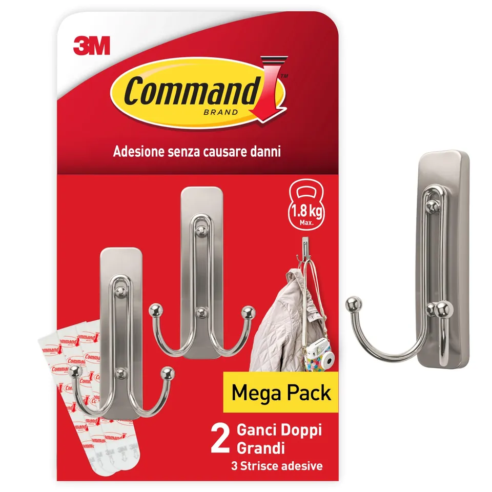Command Ganci Doppi Grandi Nichel 1,8 kg 2 Pezzi