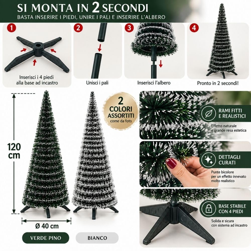 Cecaro Group Albero Natale Slim 120 cm con Luci e Musica