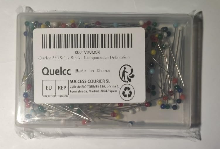 Quelcc spilli sarta 38 mm multicolore 250 pezzi testa vetro