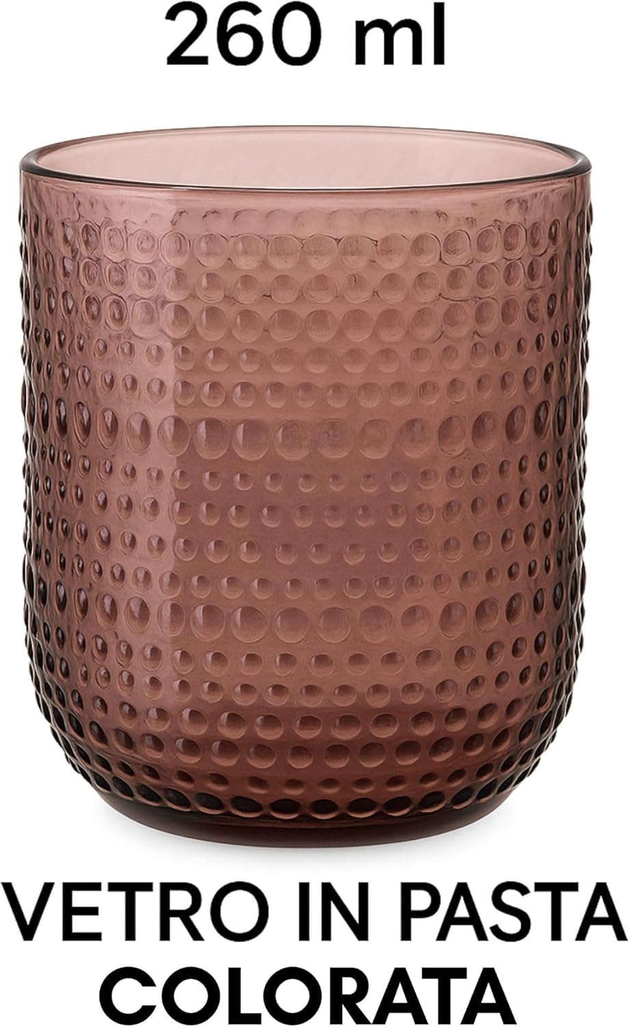 Cecaro Group Set 6 Bicchieri Vetro Colorato 260 ml Grigio Fumé