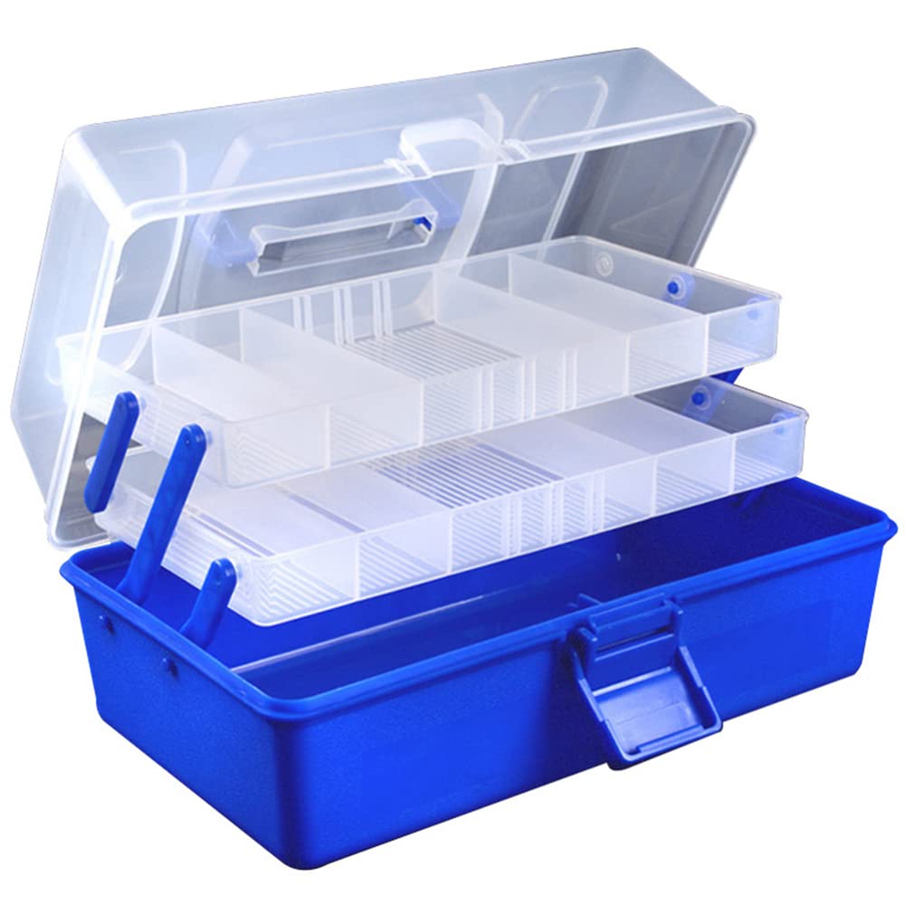Lxoraziy scatola pesca 3 piani blu 29x17x14 cm