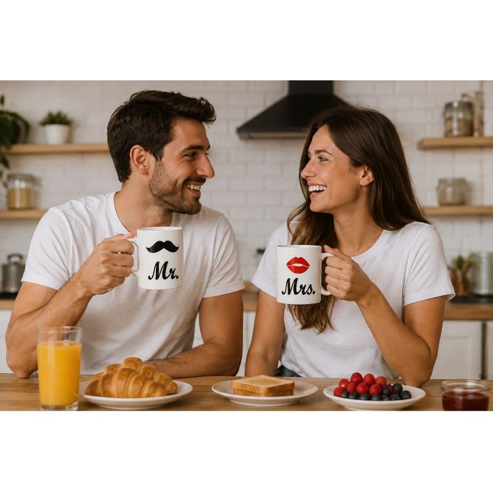 Cecaro Group Set 2 Mug Mr Mrs 325 ml Ceramica Baffo Bocca