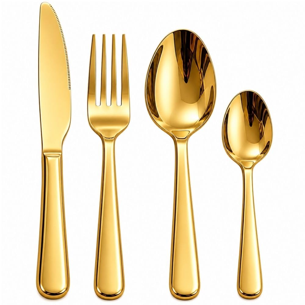 Cecaro Group Set Posate Oro 16 Pezzi Acciaio per 4 Persone