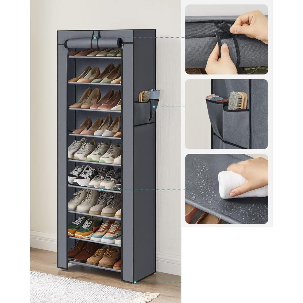 Cecaro Group Scarpiera Verticale 9 Ripiani 60x30x160 Grigio TNT