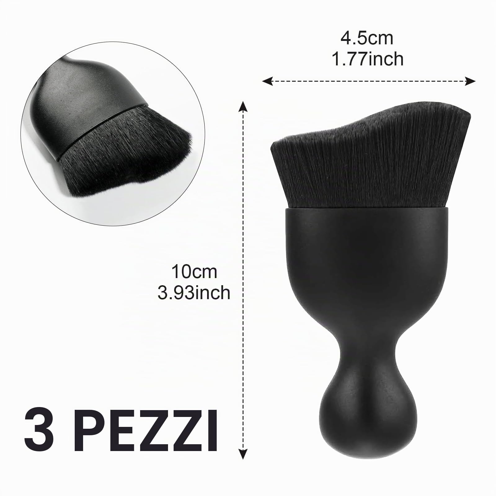 Quelcc spazzole pulizia auto interni nere 3 pezzi morbide
