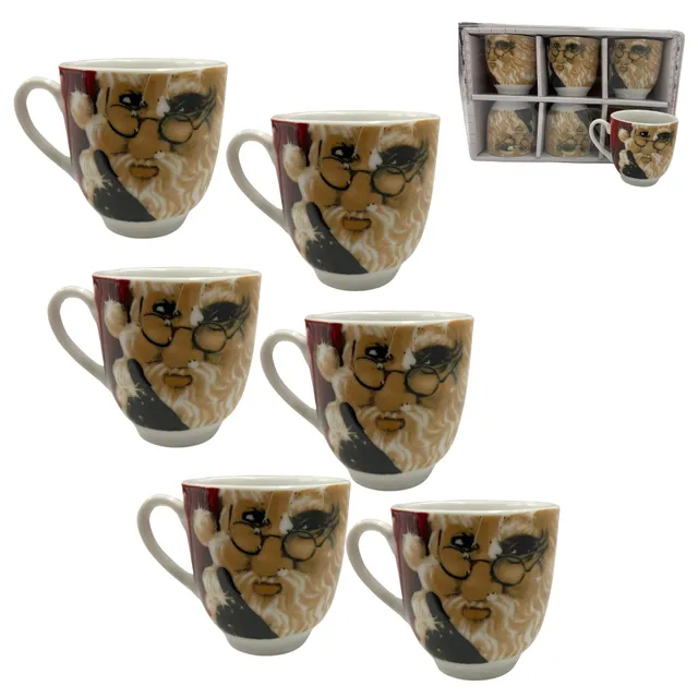 Cecaro Group Set 6 Tazzine Natalizie Ceramica Babbo Natale