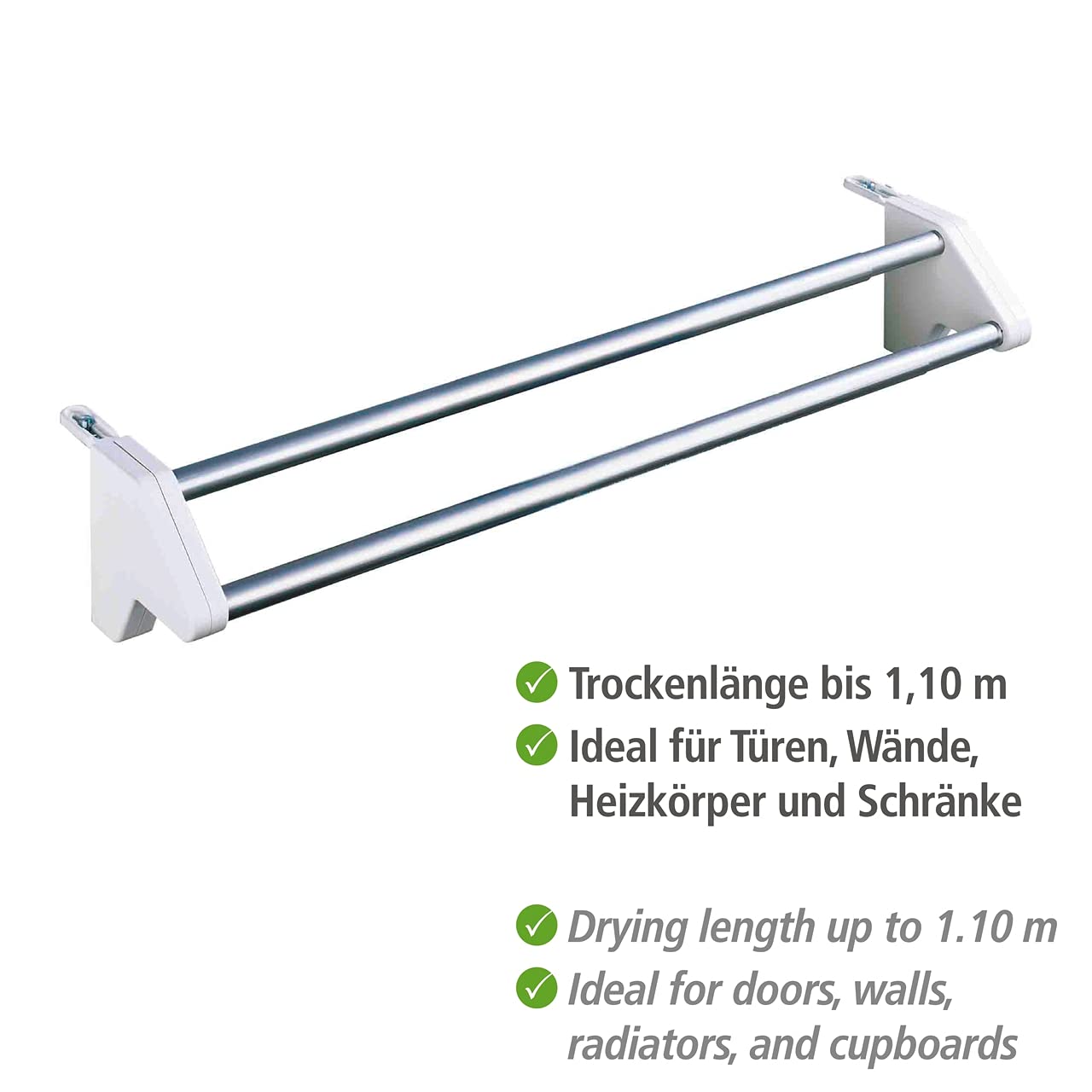 Wenko Twin 3703100 stendibiancheria da radiatore 57 cm alluminio