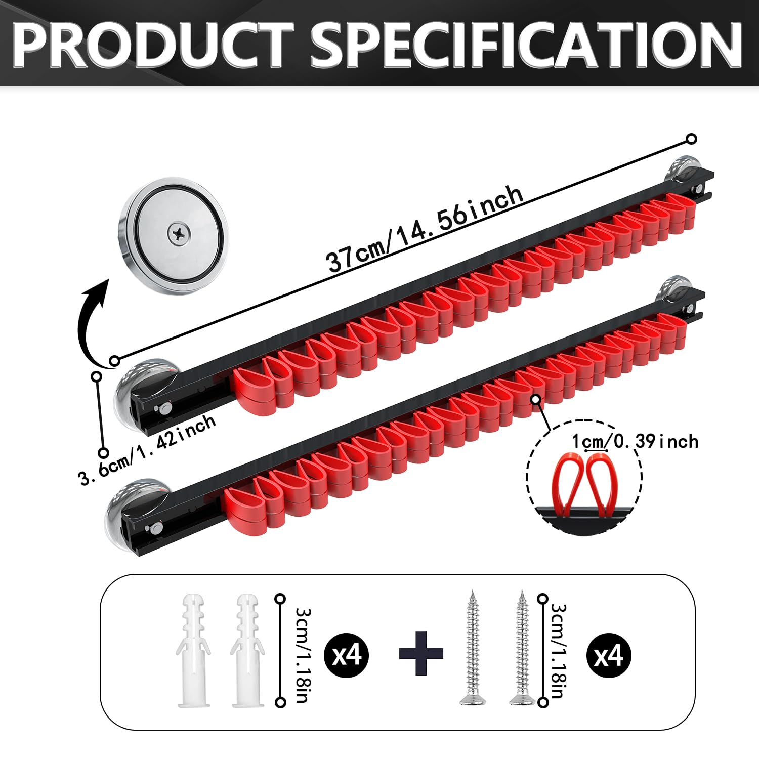 3-H barra magnetica portacacciaviti da parete 35,5 cm 2 pezzi
