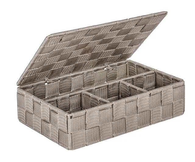 Wenko Adria organizer piccolo taupe con coperchio intrecciato