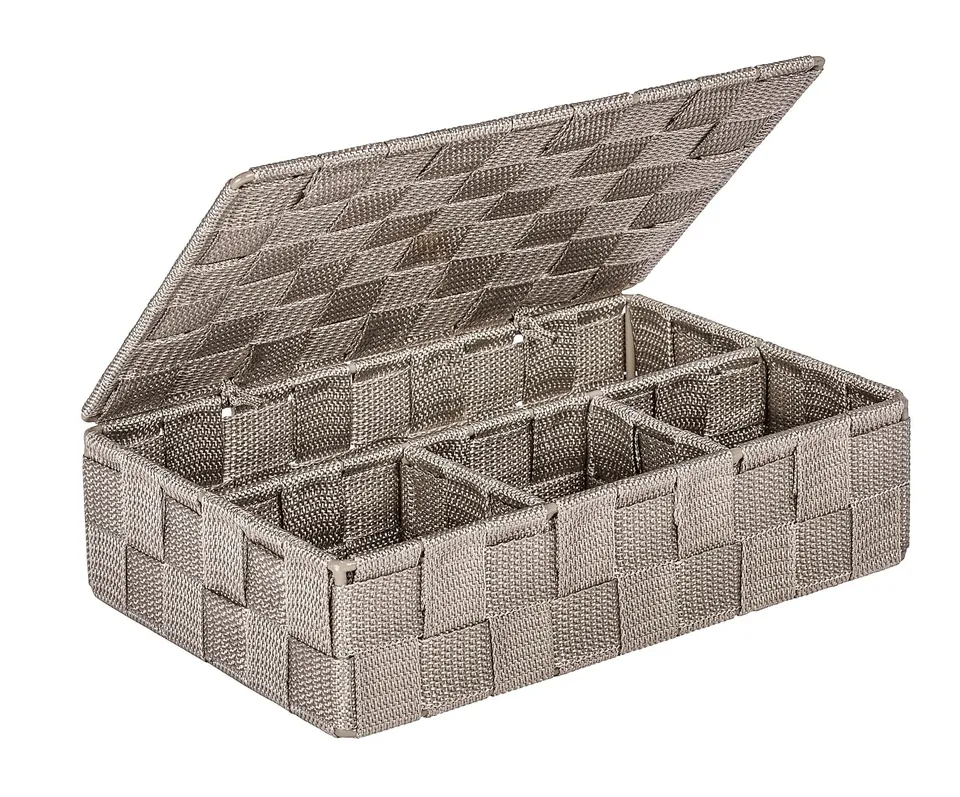 Wenko Adria organizer piccolo taupe con coperchio intrecciato