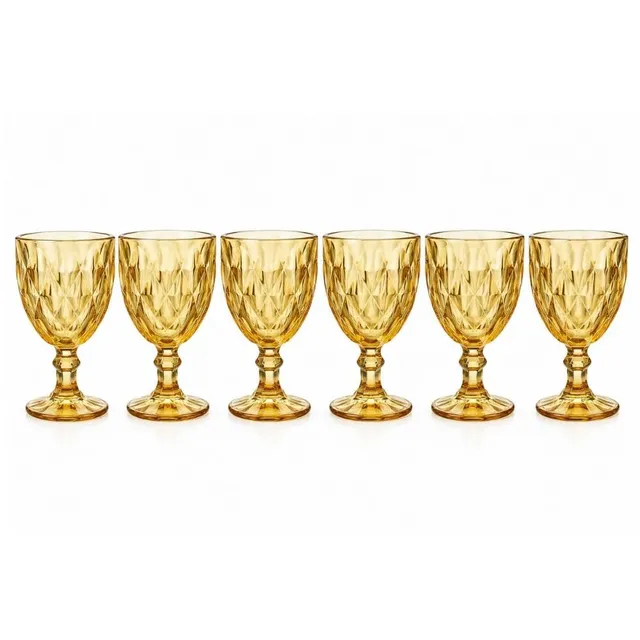 Cecaro Group Set 6 Calici Gialli 340 ml in vetro con gambo
