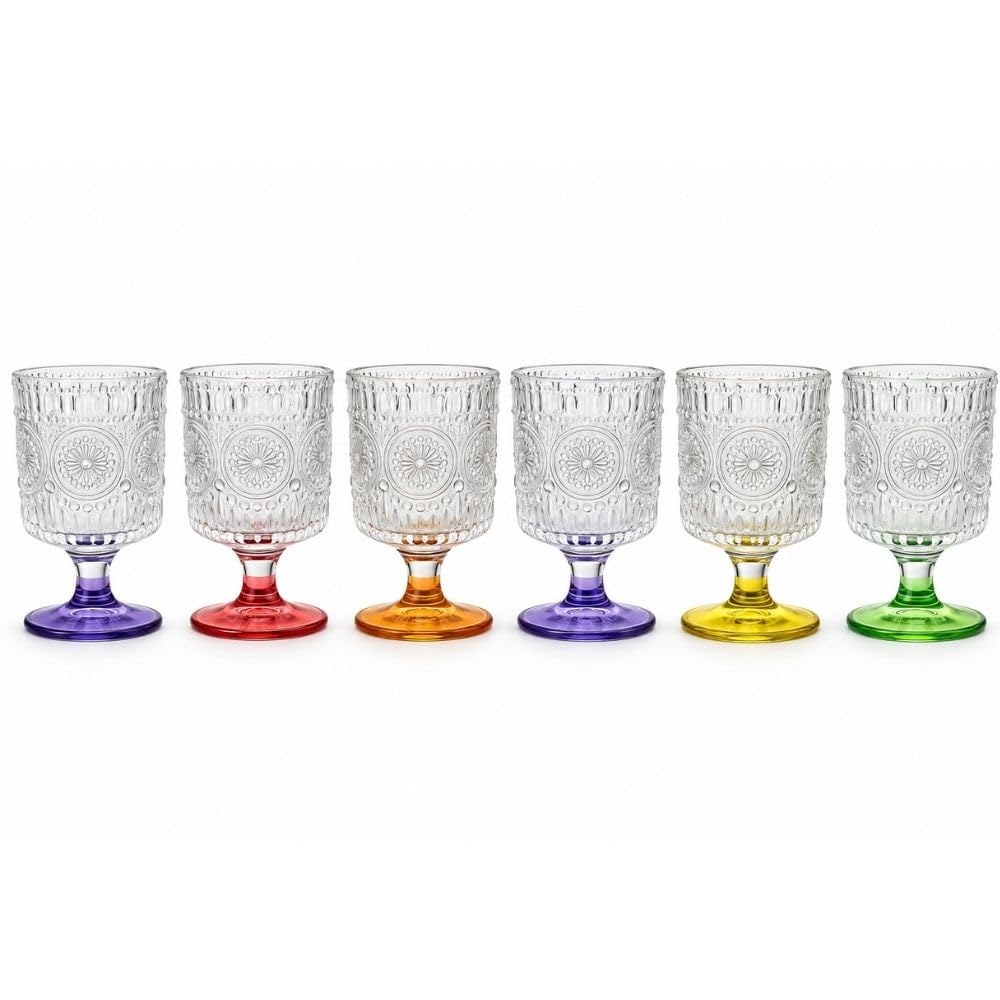 Cecaro Group Set 6 Calici Colorati 210 ml in vetro con gambo