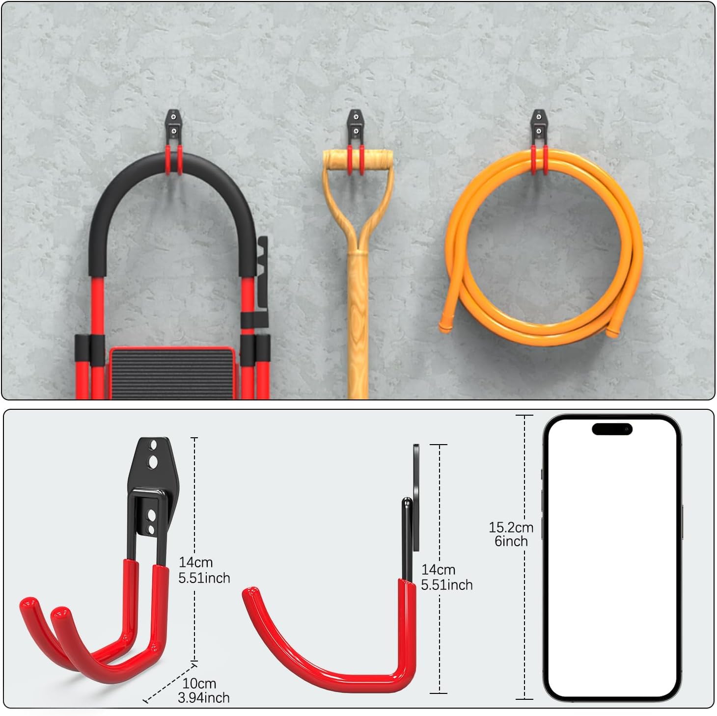 3-H ganci da garage 10 pezzi acciaio 42 kg