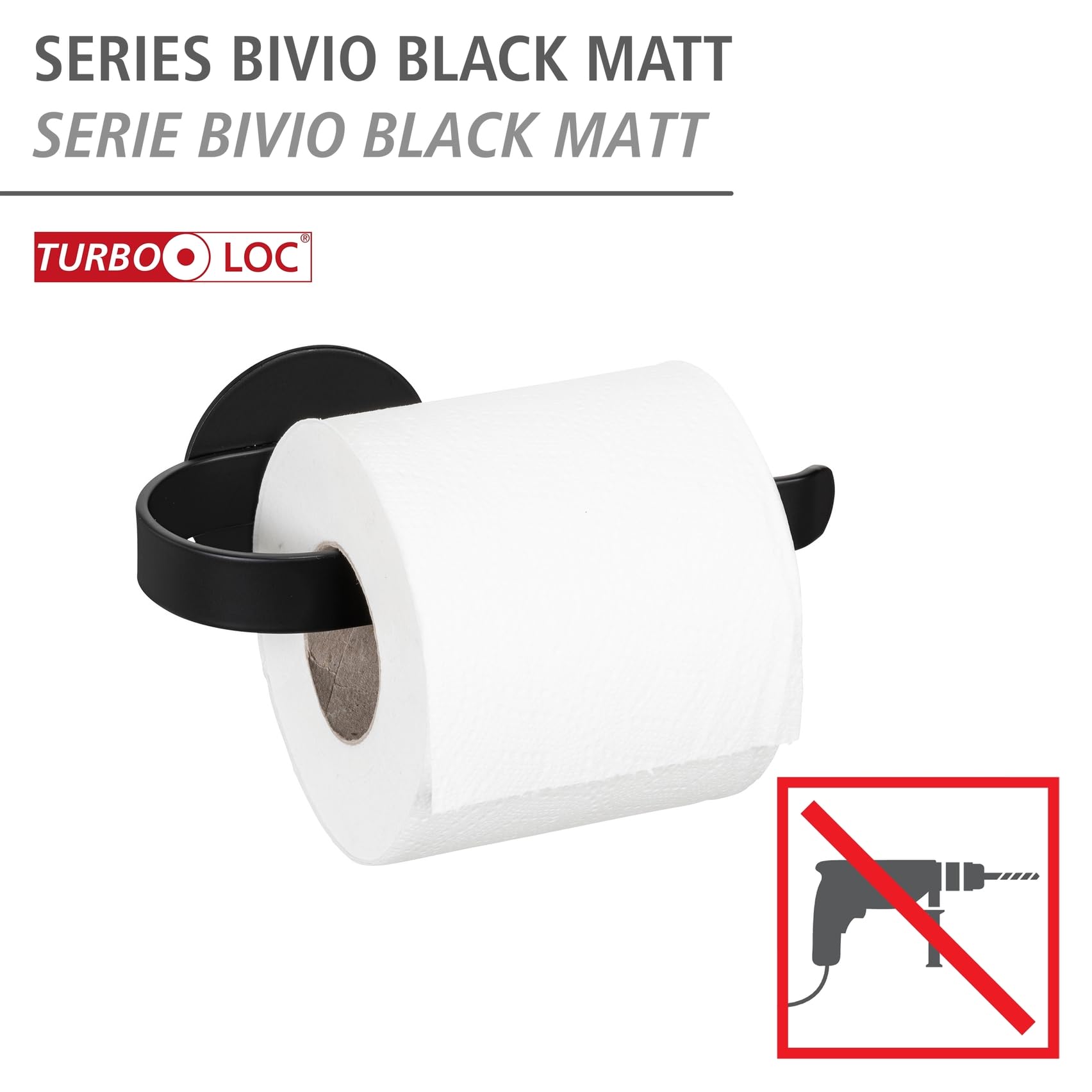 Wenko Turbo-Loc Bivio portacarta igienica nero opaco