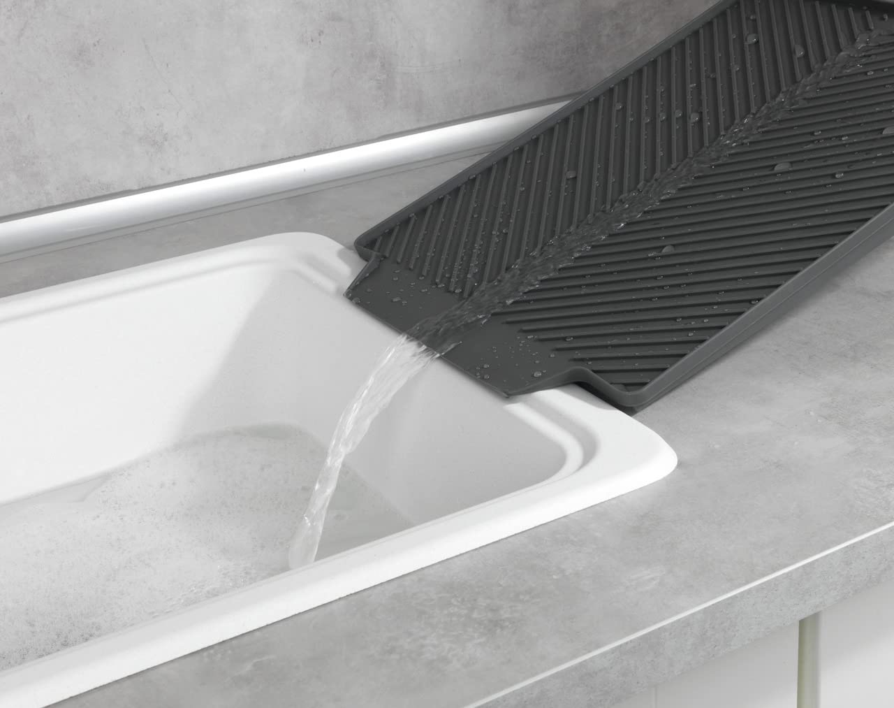 Wenko Linea Tappetino Scolapiatti Grigio 40x30 cm TPR