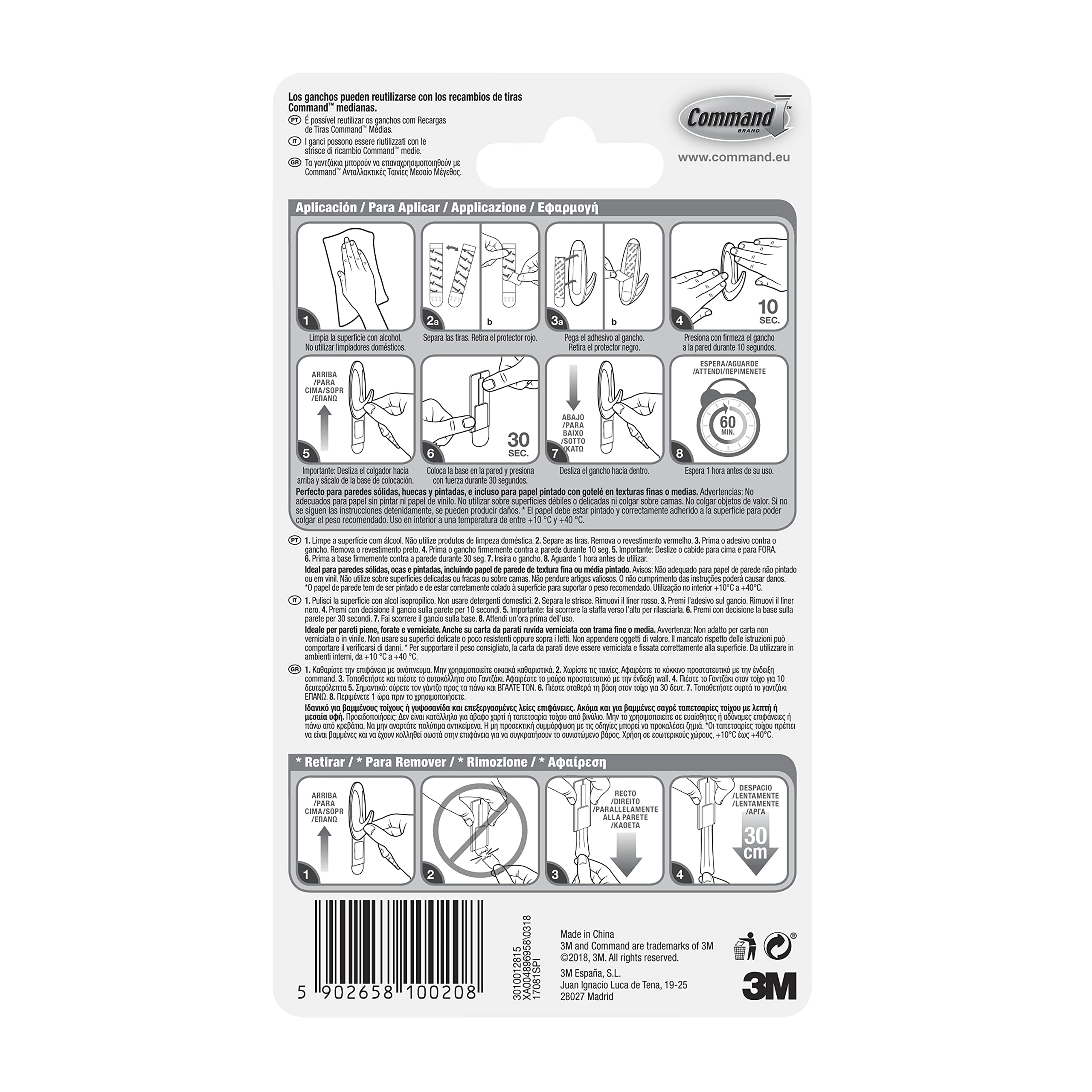 Command 17081 Ganci Adesivi Medi Bianchi 2 Pezzi 1,3 kg