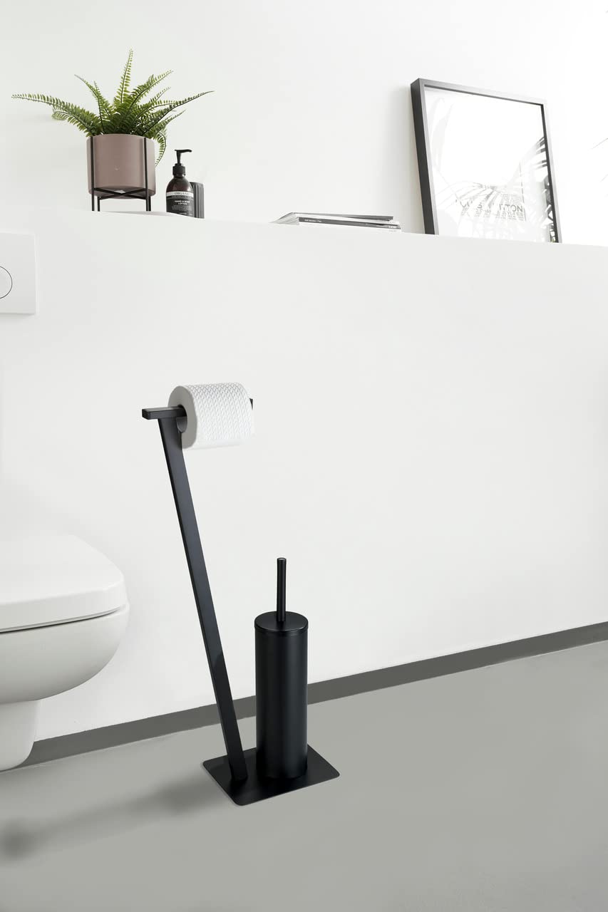 Wenko Lirio piantana WC nero opaco con scopino
