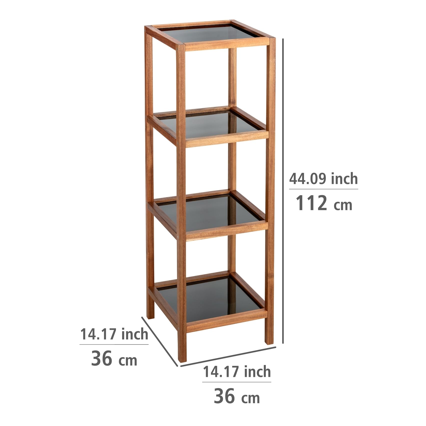 Wenko Fondi scaffale bagno 4 ripiani acacia vetro 36x112x36 cm