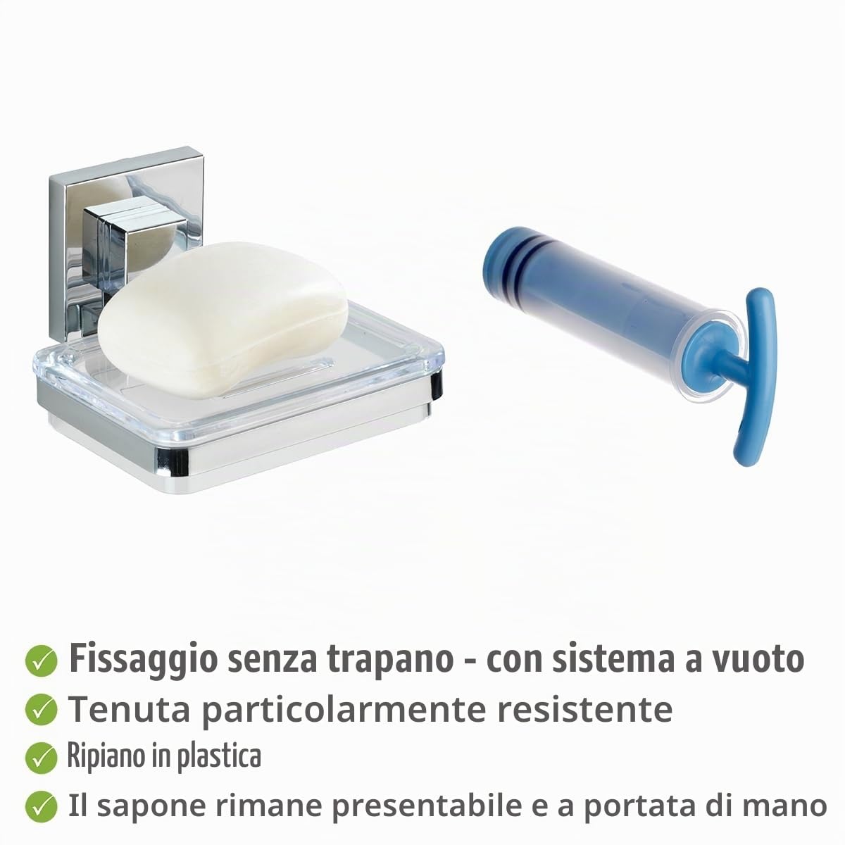 Wenko Vacuum-Loc Quadro portasapone acciaio inox