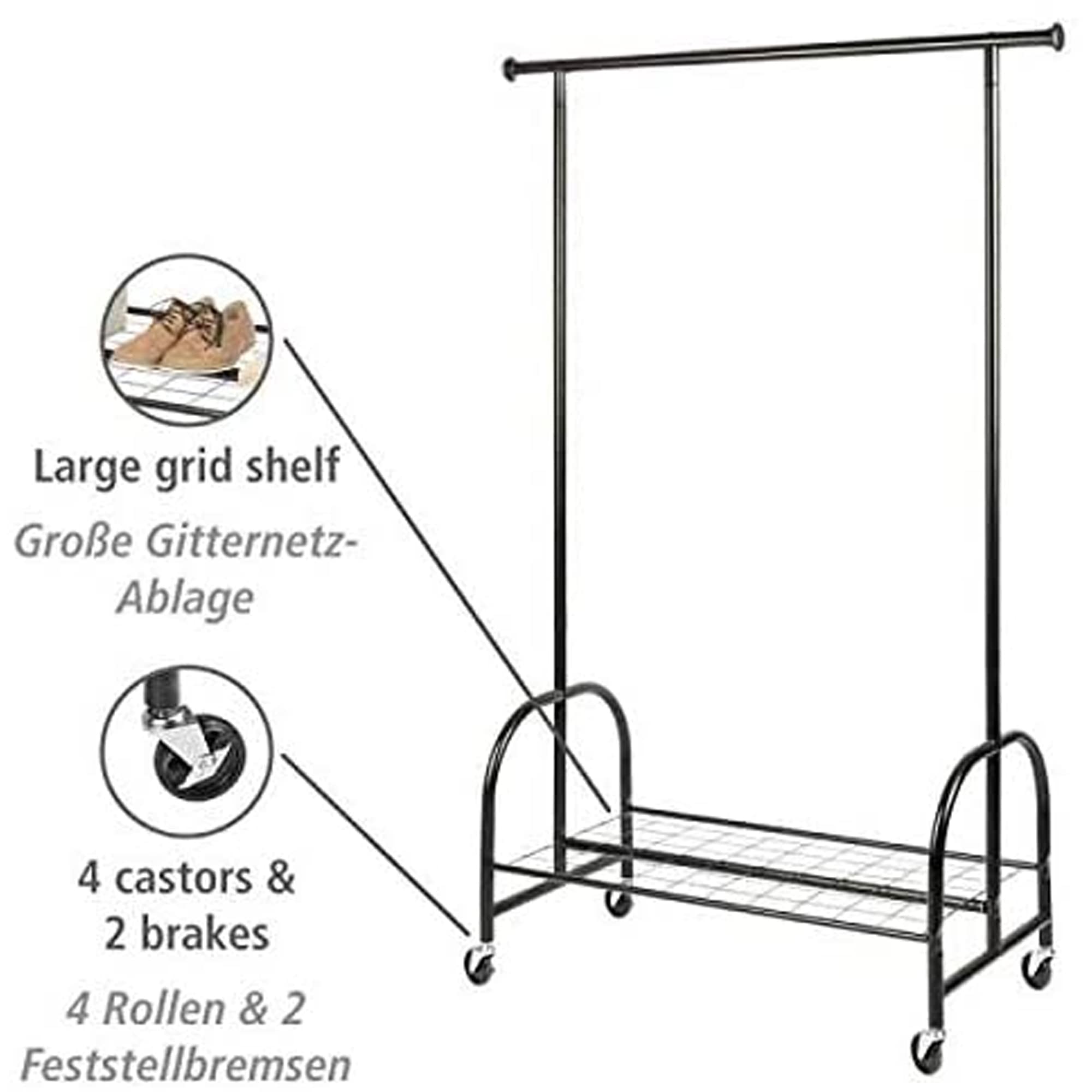 Wenko Profi stand appendiabiti nero 121x185x52 cm