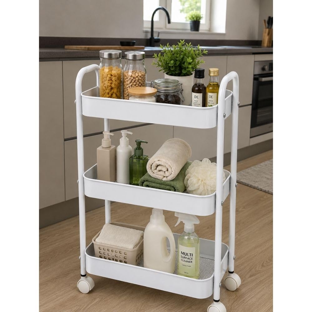 Cecaro Group Carrello 3 Ripiani Metallo Verde Salvia 45x30x78 cm
